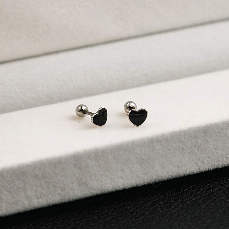 Wholesale Stainless Steel Cross Geometric Black Series Earrings